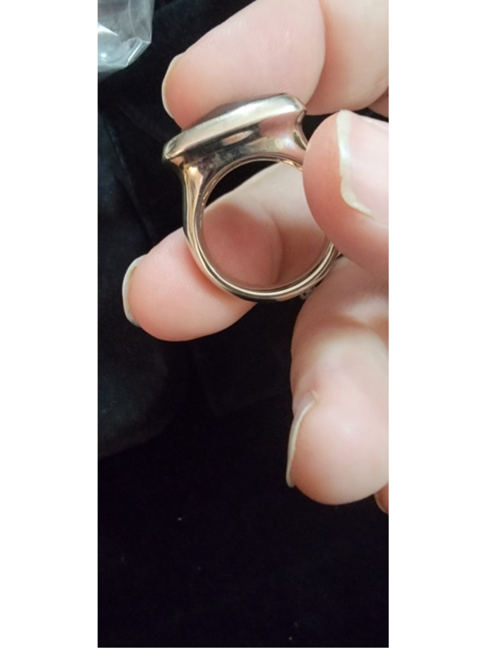 Vtg Sterling Silver Black Faceted Glass Statement Ring Modernist Size 7 Tested - Picture 7 of 8